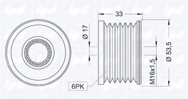 IPD 12-0995 Alternator Freewheel Clutch